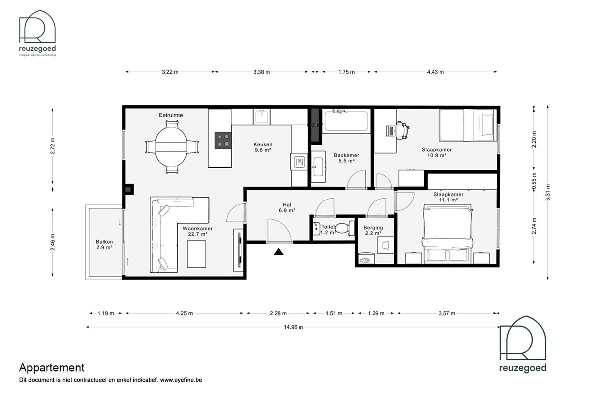 Opgefrist 2-slaapkamerappartement met garage in Kessel-Lo, vlakbij Leuven