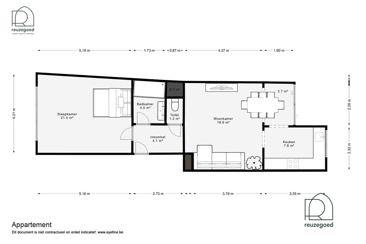 Instapklaar gelijkvloers appartement met 1 slaapkamer en tuin op toplocatie in Mechelen