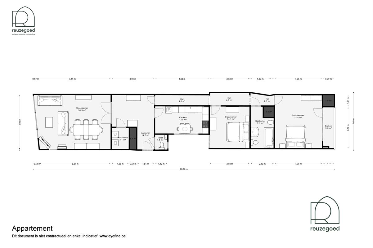 Ruim appartement met 2 slaapkamers op de IJzerenleen in Mechelen (140 m²)