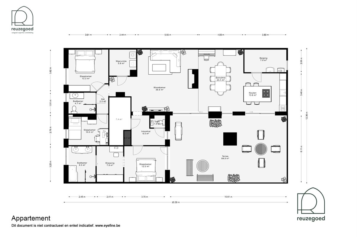 Uniek gerenoveerde penthouse (3 slaapkamers) met riant terras en prachtig zicht over Mechelen