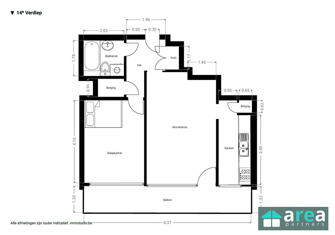 1 slpk appartement met terras