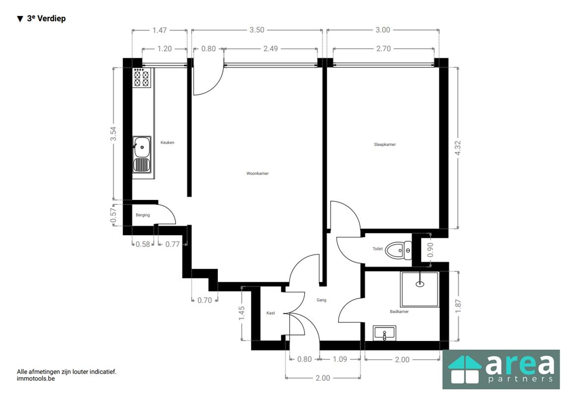 1 slpk appartement met terras