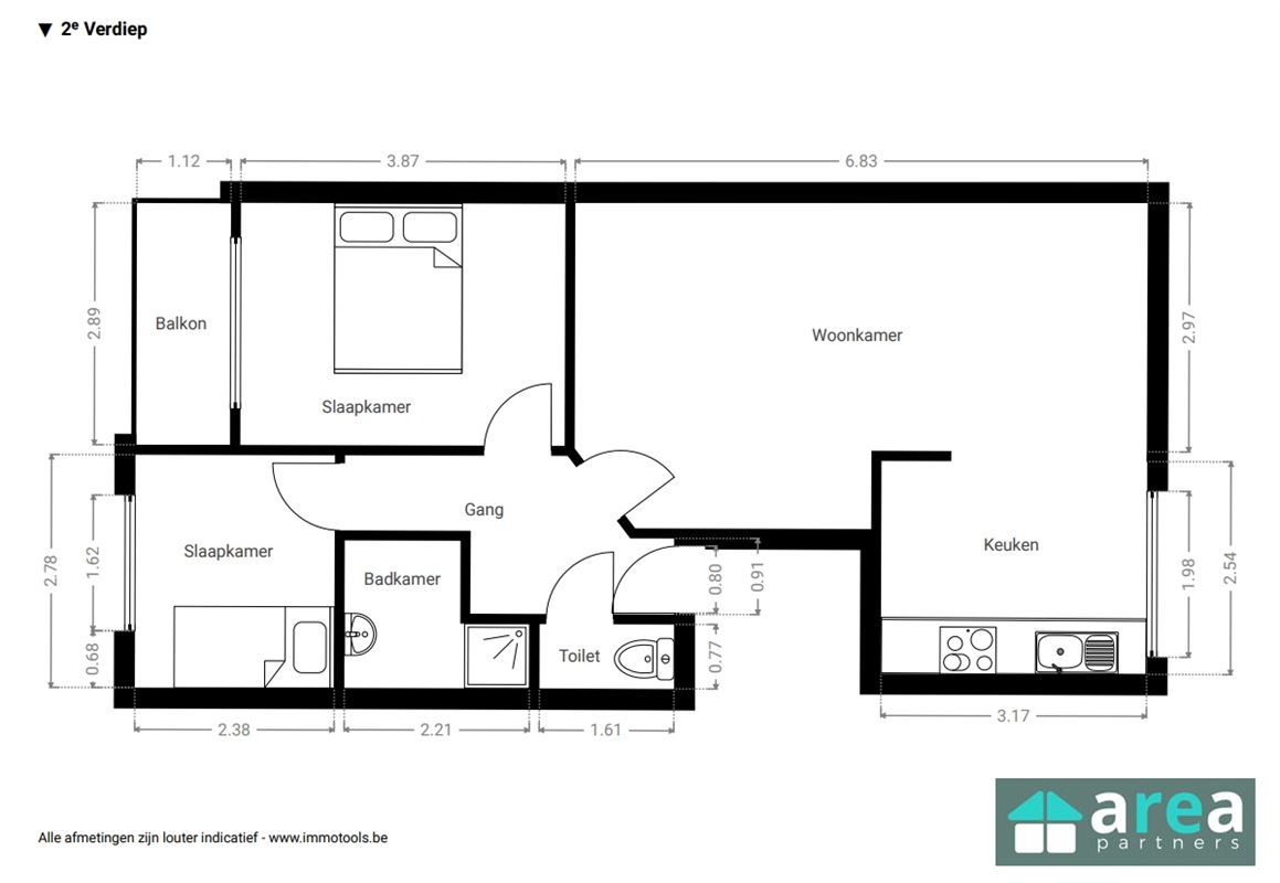 2 slpk appartement