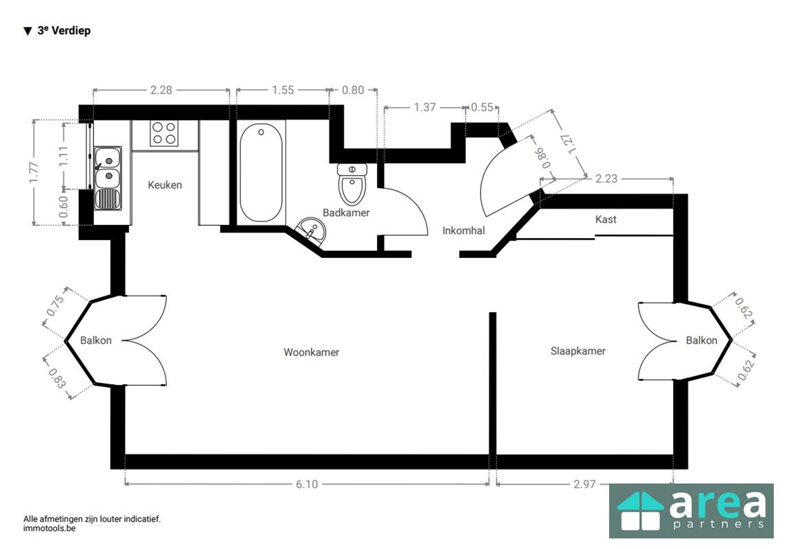 1-slpk appartement met zicht op de Schelde