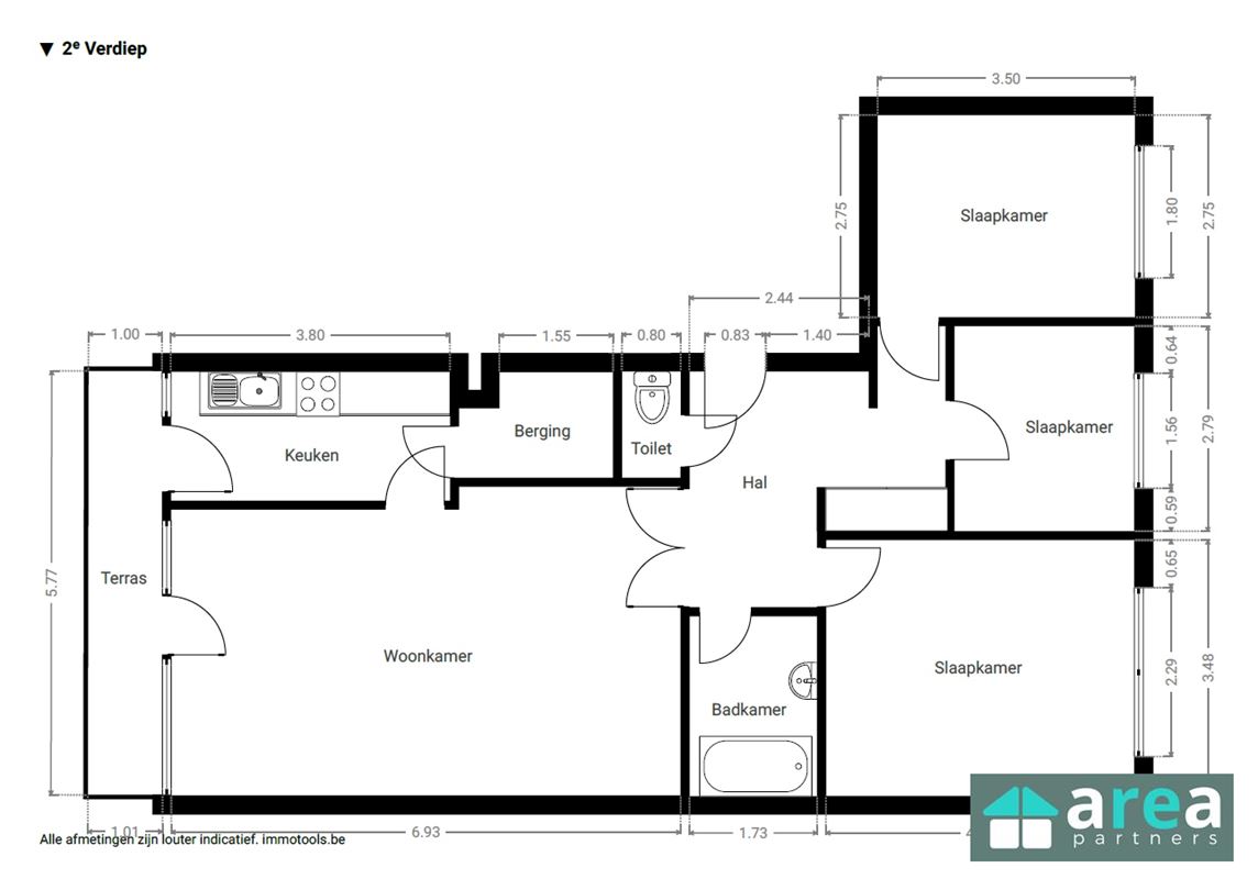 3 -slpk- appartement met terras