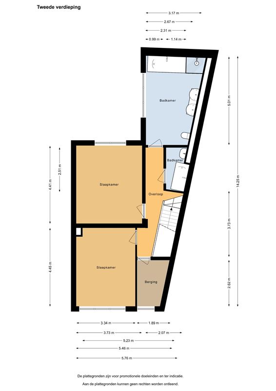 Triplexappartement (160 m²) met privé-ingang