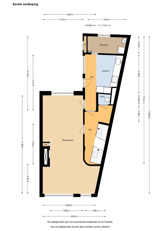 Triplexappartement (160 m²) met privé-ingang