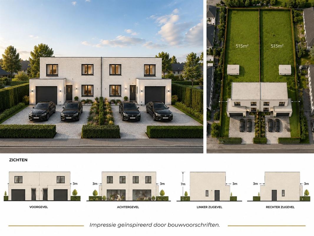 Bouwgrond van 513 m² voor halfopen woning met ruime tuin