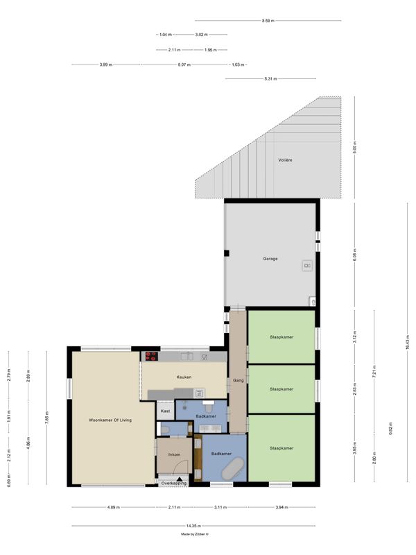 Gelijkvloerse woning met 3 slpk. aan de Kolonie