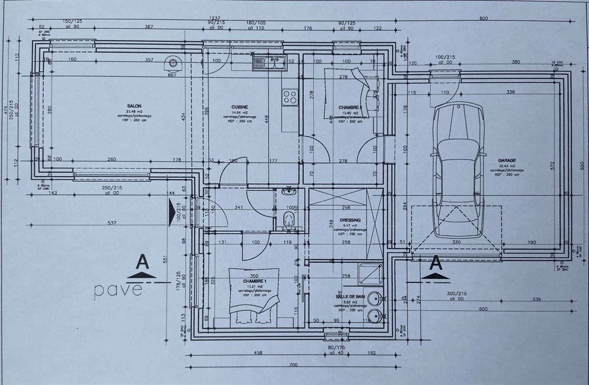 Villa passive – Plain-pied – Gros œuvre fermé – 32 ares