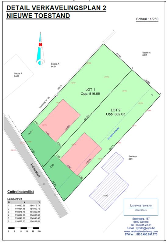 Perceel BOUWGROND voor OPEN BEBOUWING, 882m² groot
