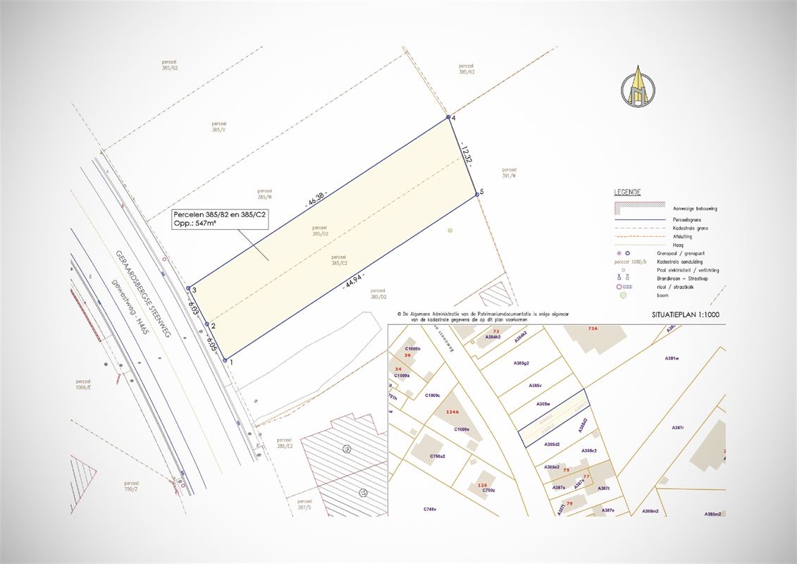 Perceel BOUWGROND van 547m² voor HALF OPEN BEBOUWING