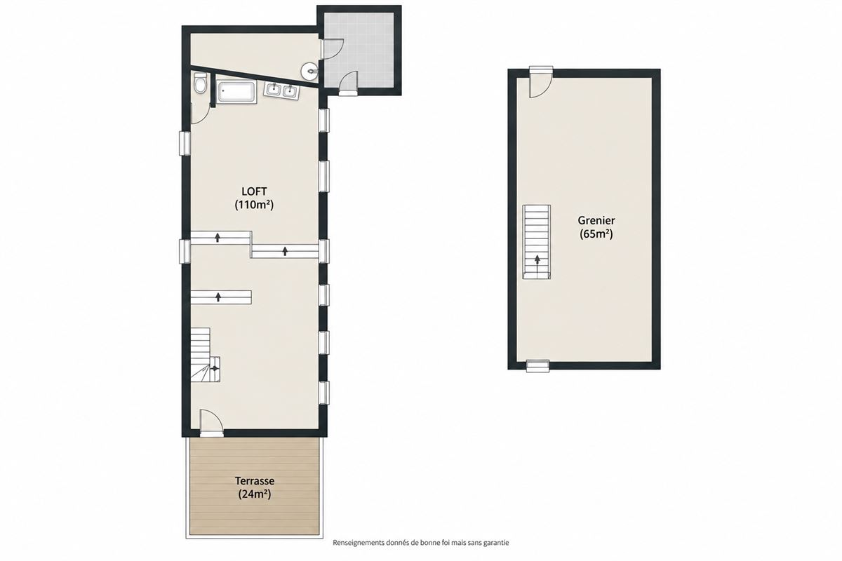 Loft équipé de 140 m².