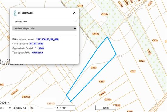 Verpachte landbouwgrond van 58a 60ca.