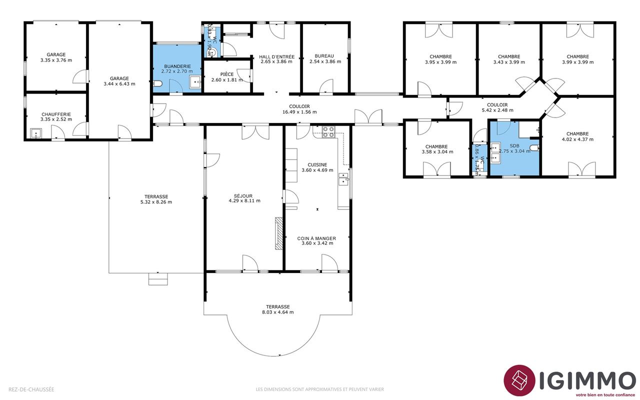 Maison plain pied - 5 chambres - Hogne