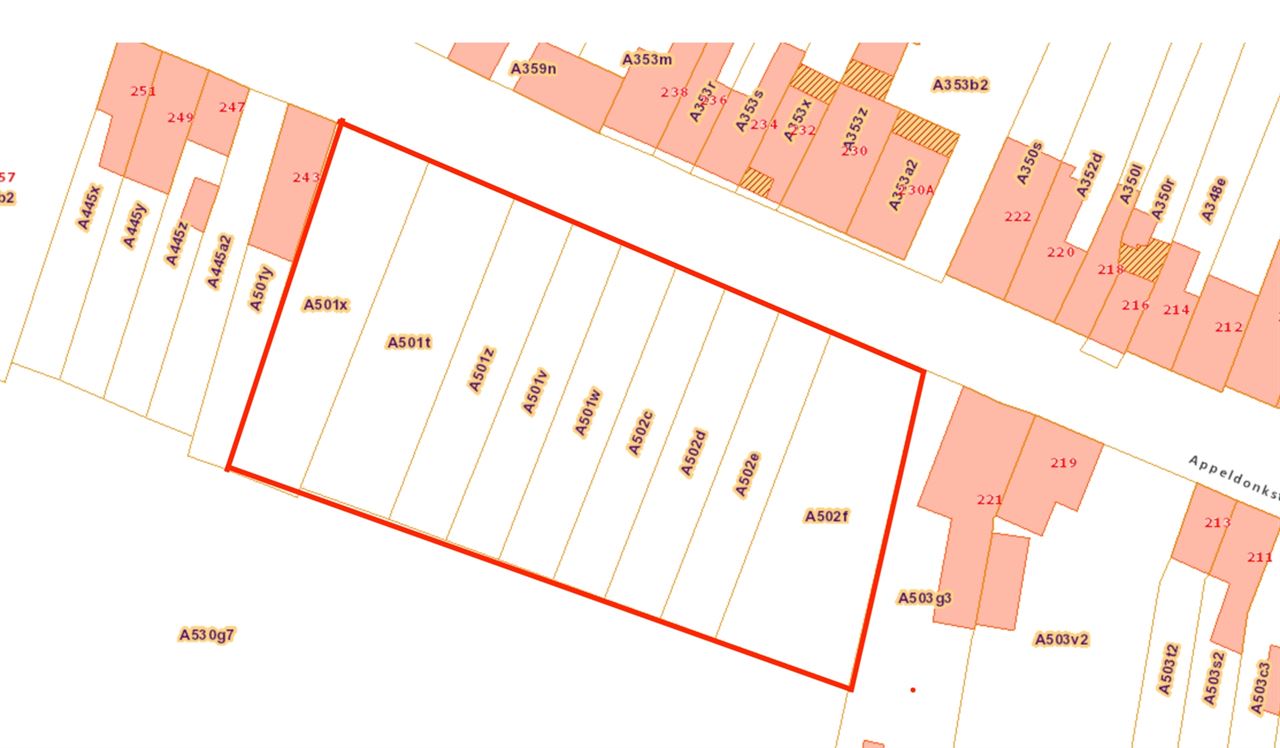 Projectgrond bestaande uit 9 percelen.