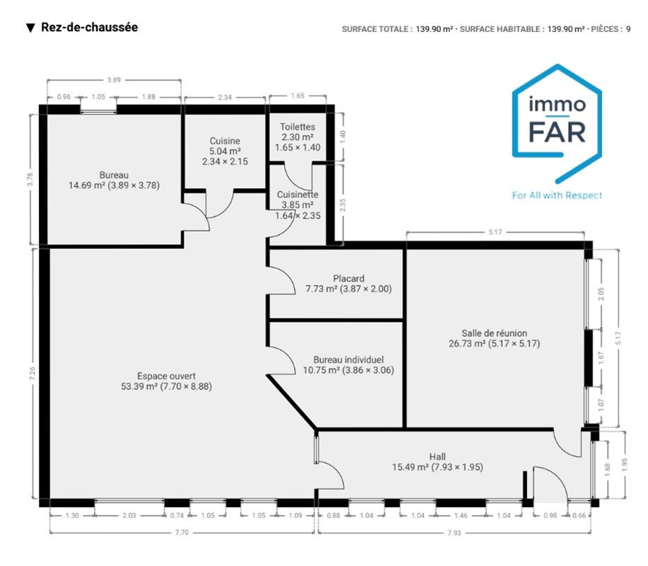 Opportunité d'investissement rare, rez commercial de 140 m²