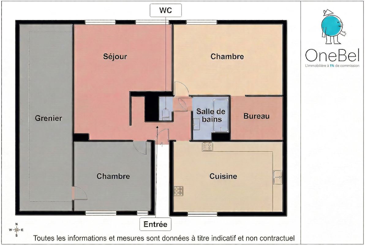 Near train station: 2 bedrooms + attic + garage