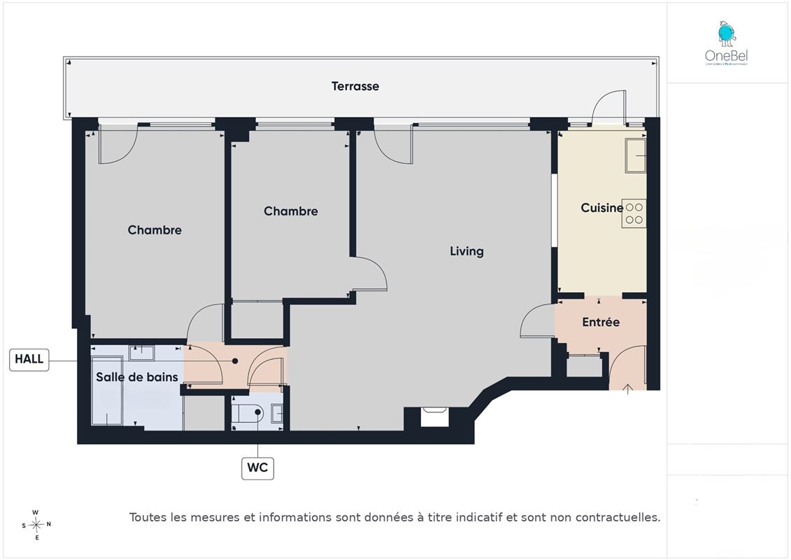 Appartement deux chambres avec cave et jardin commun