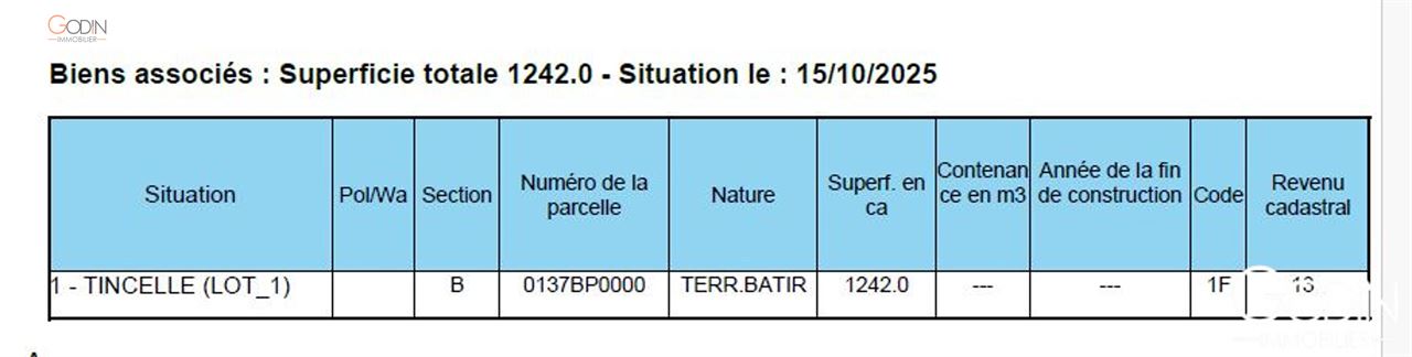 Terrain à bâtir de ±1.242 m²