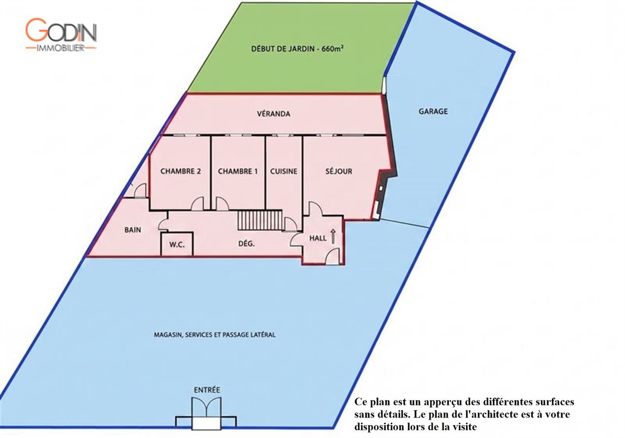 Commerce avec appartement et grand jardin