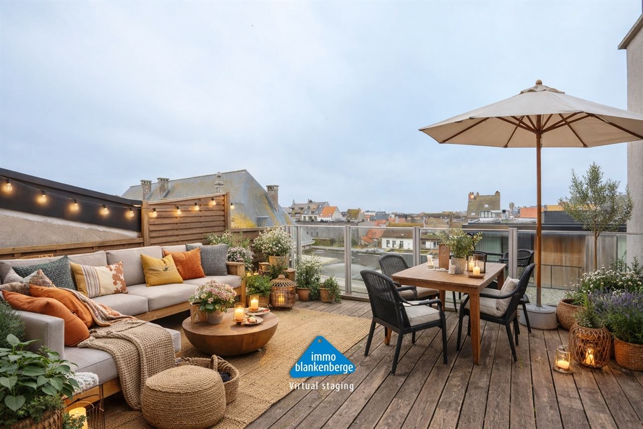 Lichtrijk hoekappartement met een zuidgericht terras (+/- 20m²) in het centrum van Blankenberge
