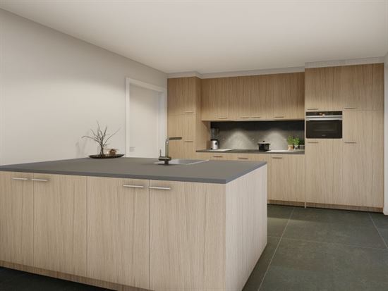 Nieuwbouw Gelijkvloers appartement, 1 slpk, terras, garagebox.