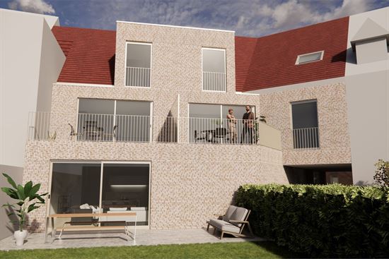 Nieuw gelijkvloers app, 95m² met 2 slaapkamers, 80m² zuid tuin en buitenberging te centrum Baal
