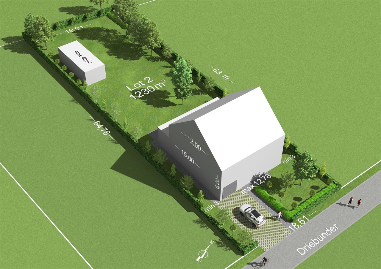 Bouwgrond van 1230 m² in rustige, doodlopende straat te Rillaar