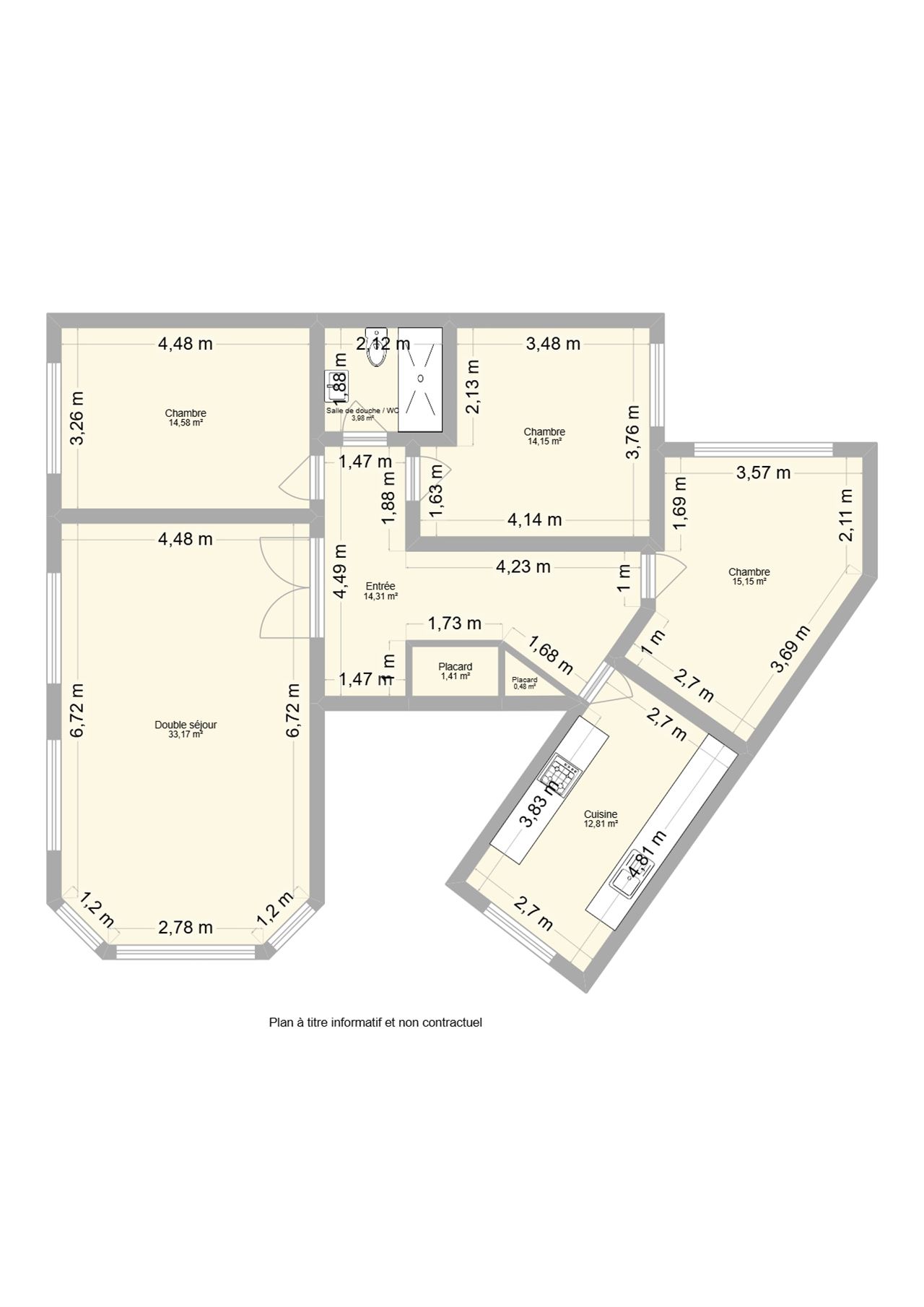 Lumineux appartement 3 chambres