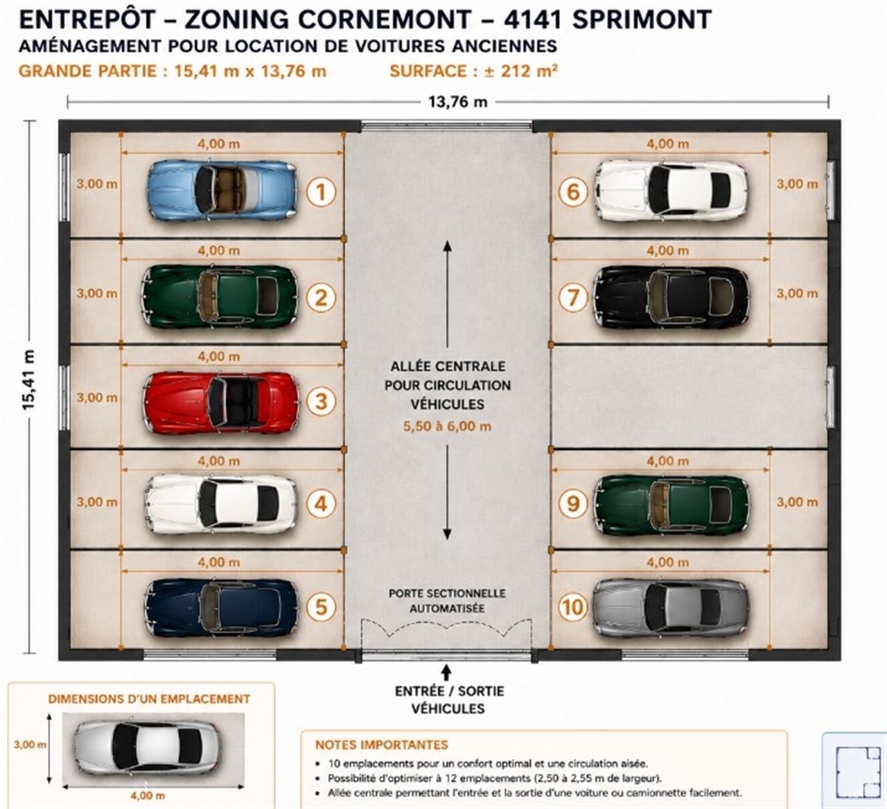 Parking sécurisé à louer (zoning de Cornemont)