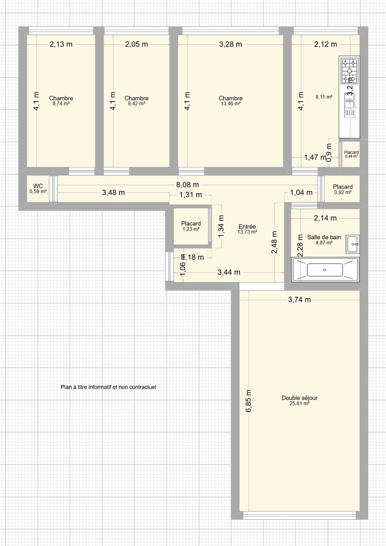 Appartement trois chambres