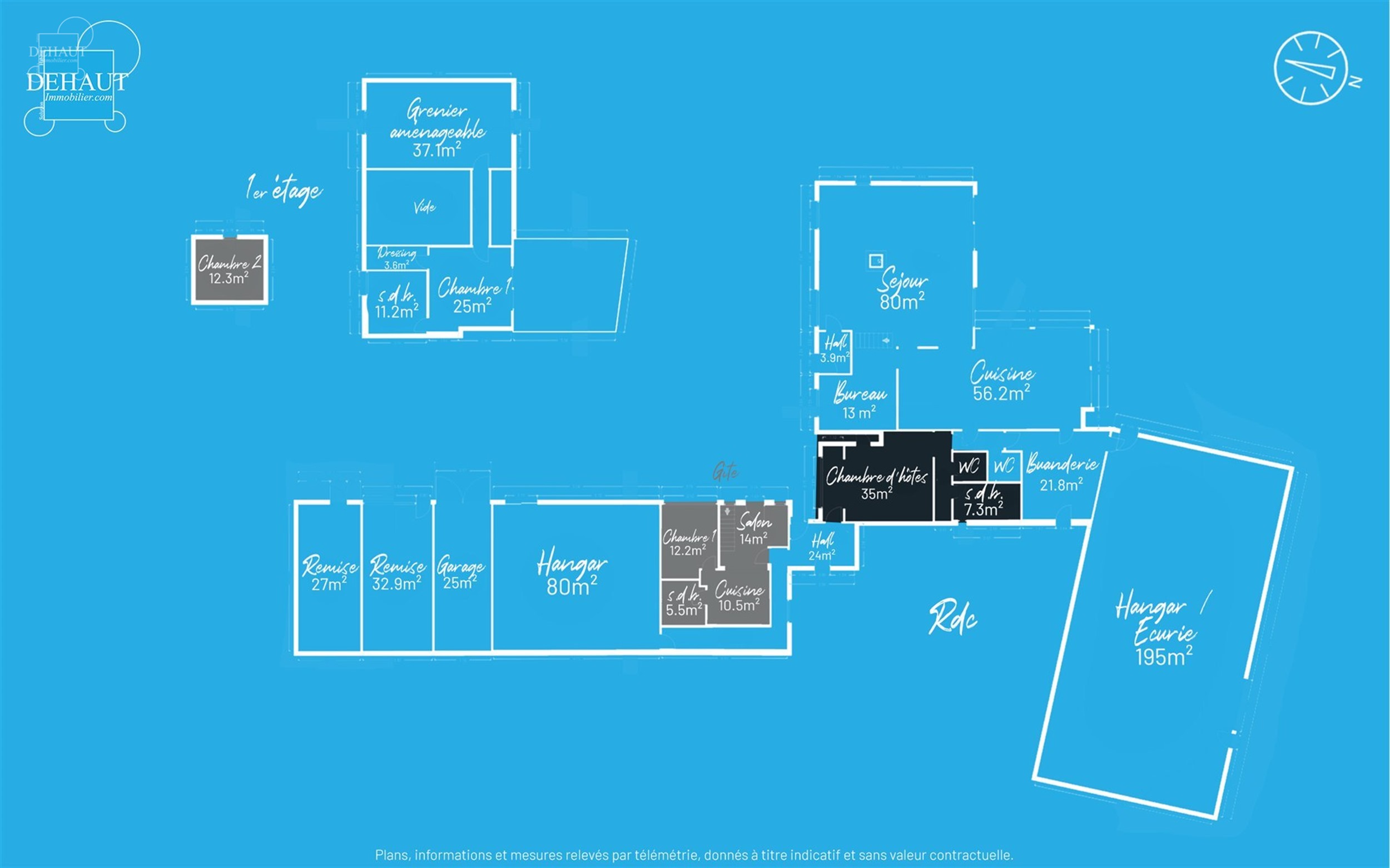 Ensemble immobilier haut de gamme comprenant un corps de ferme rénové avec goût, un gîte, une chambre d'hôtes, une écurie d'env. 195m², un hang...