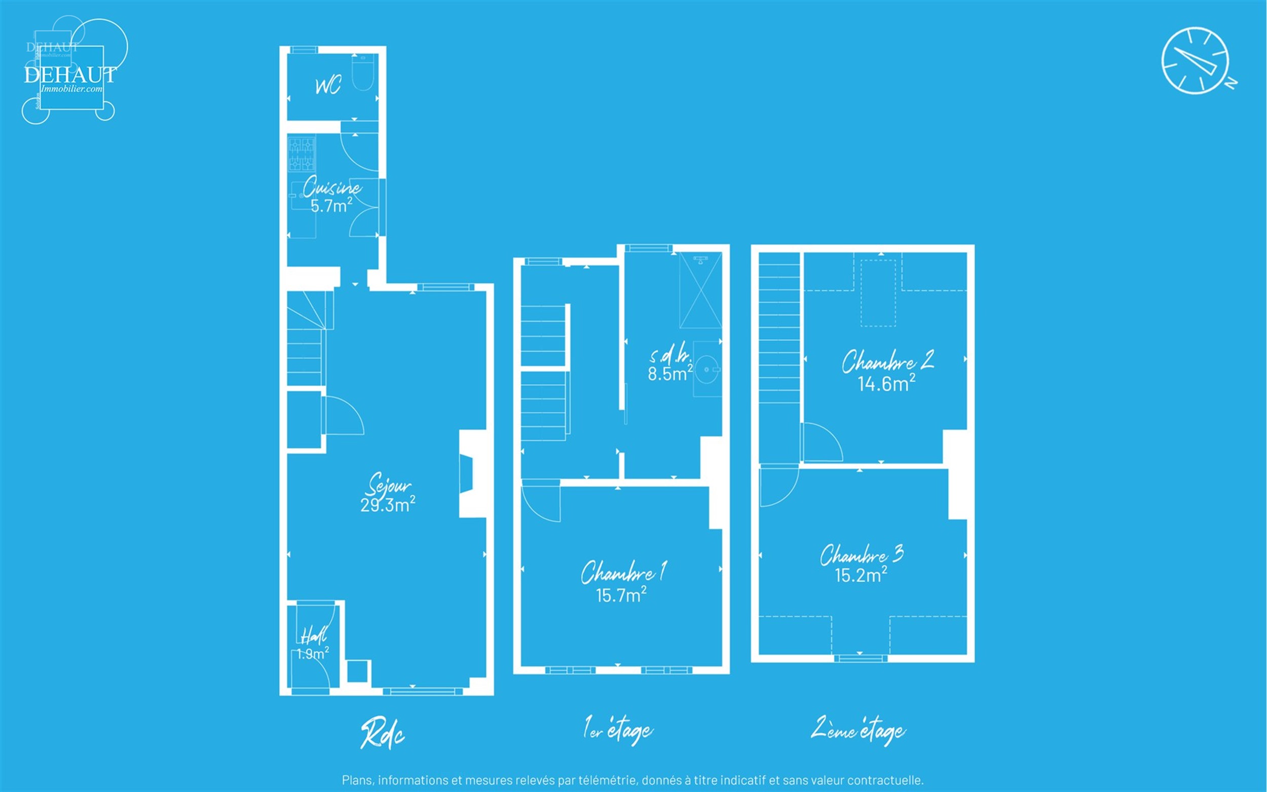 Jolie maison de ville 3 chambres très bien située. Composée d'un hall d'entrée desservant un salon/séjour d'env. 29.30m², une cuisine et un WC i...