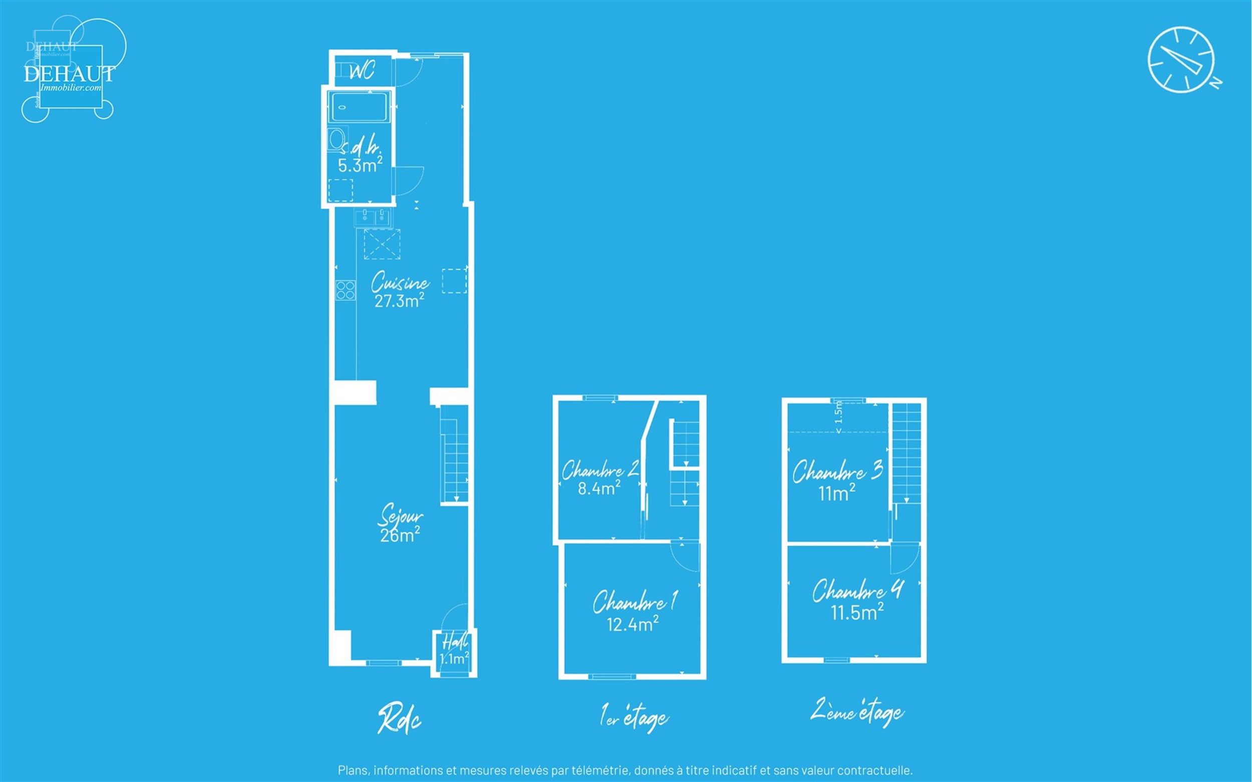 Jolie maison de ville rénovée comprenant un hall d'entrée desservant un lumineux séjour, une grande cuisine équipée, une salle de bain, un WC in...