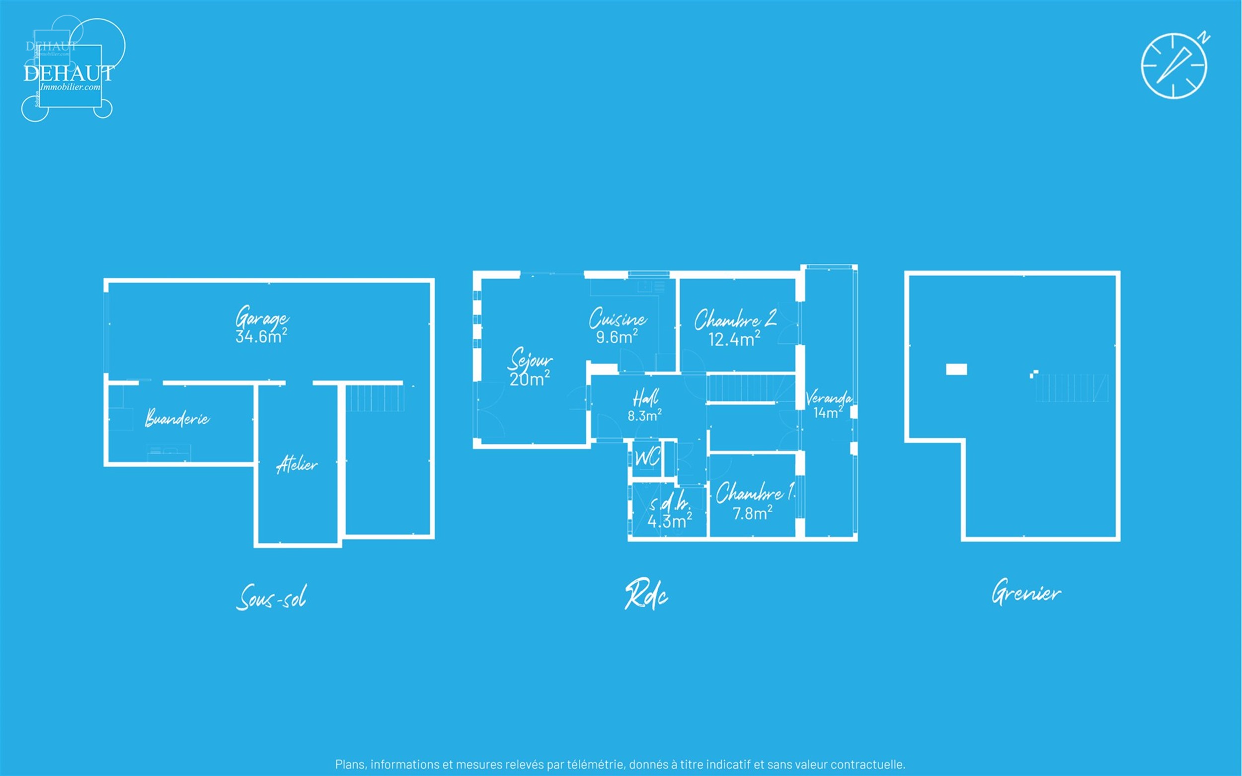 Aantrekkelijk gelijkvloers huis met 3 gevels, volledig uitgegraven met grote garage. Entree, hal die leidt naar een lichte woonkamer met open keuken, ...