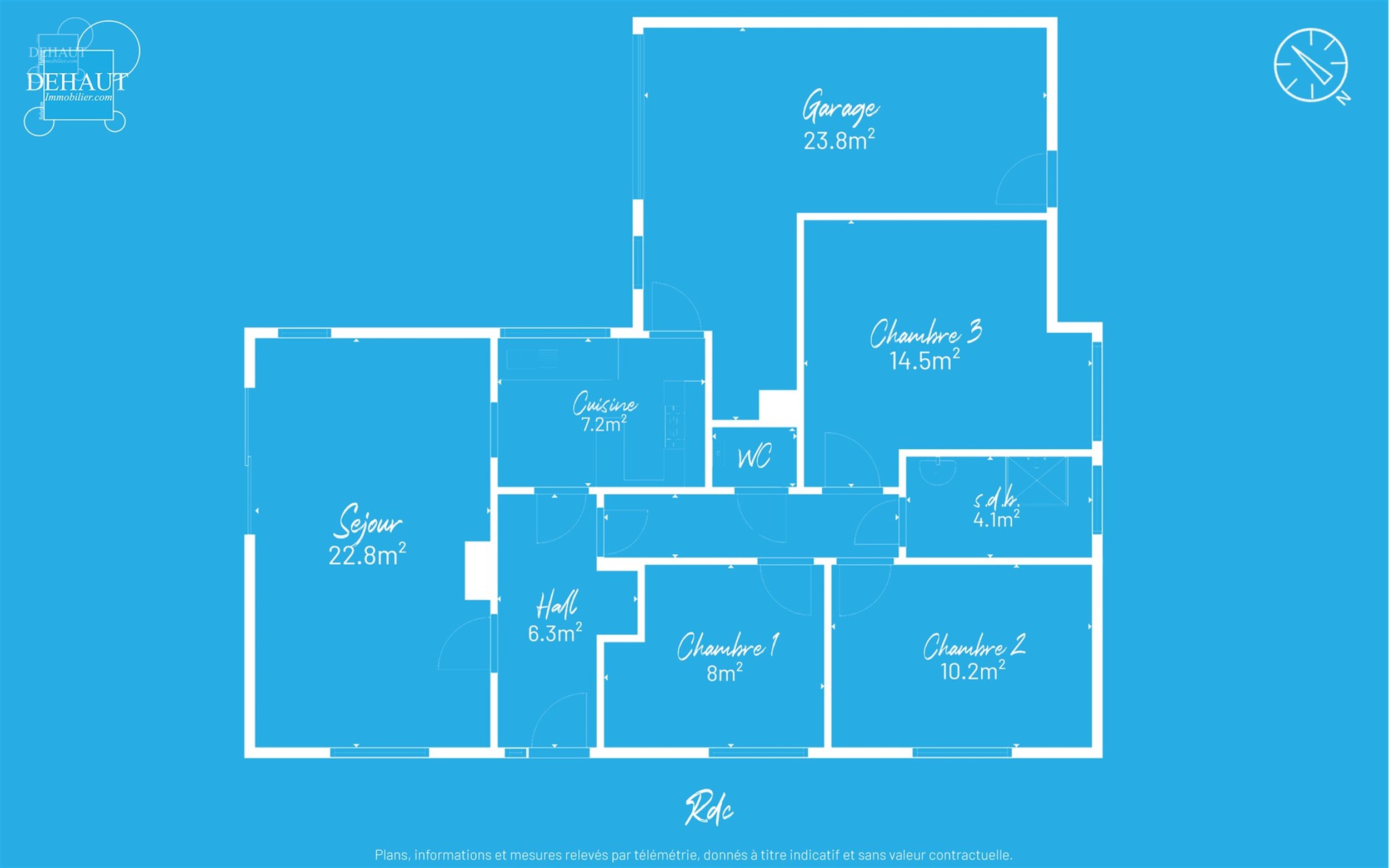 Maison de plain-pied 3 façades avec garage idéalement située dans un quartier résidentiel.
Comprend un hall d'entrée desservant un séjour, une ...