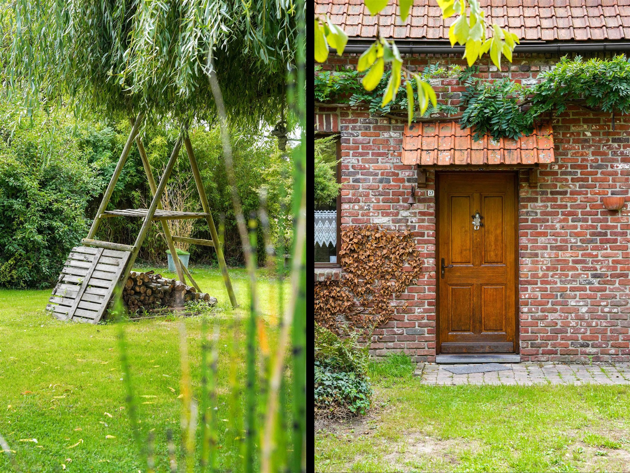 Jolie maison individuelle de campagne, de style fermette, érigée sur une parcelle de terrain d'env. 2.545m².  
Elle propose un hall d'entrée dess...