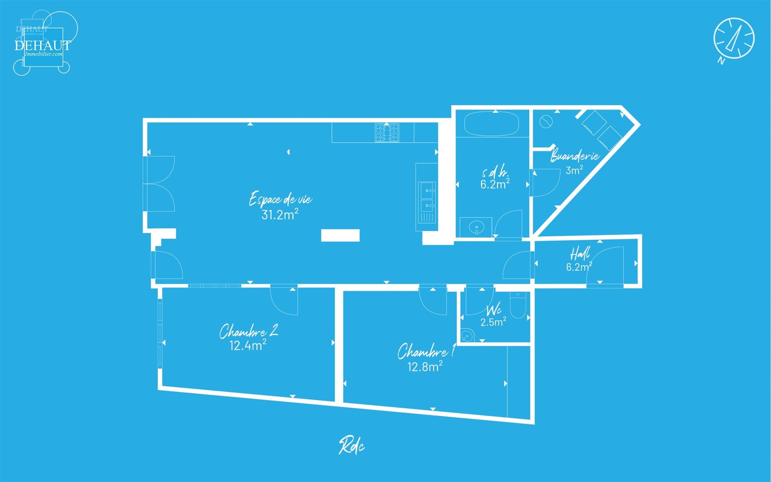 Superbe appartement situé au rez-de-chaussée d'un immeuble en centre-ville. Propose un hall d'entrée desservant un espace de vie ouvert sur une cui...