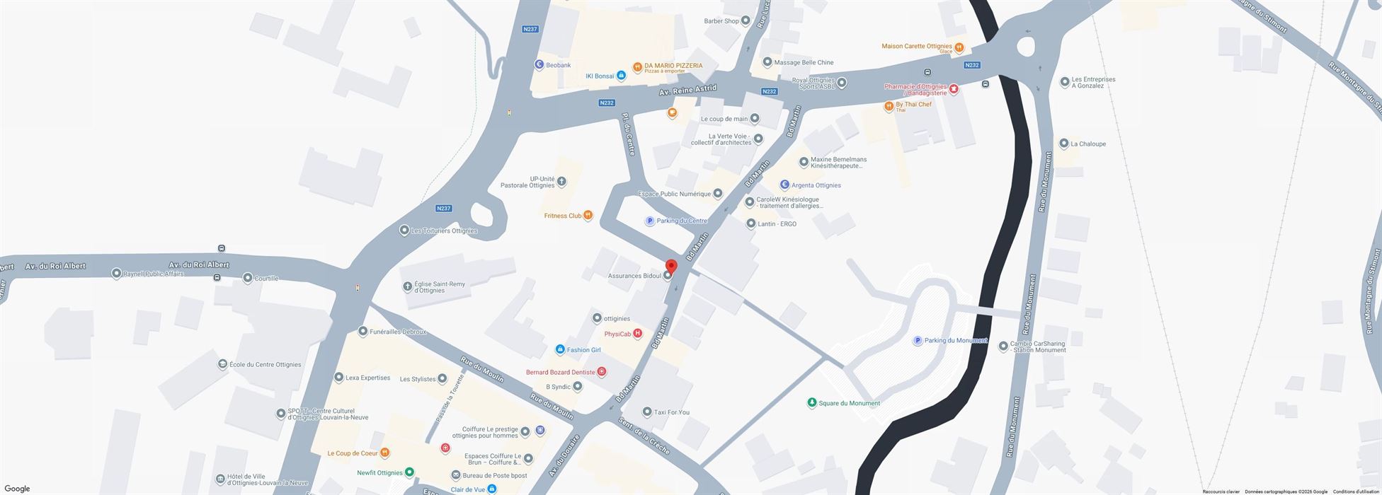 OTTIGNIES – REZ COMMERCIAL OU BUREAUX DE ±137 M² AVEC CAVES DE ±110 M²