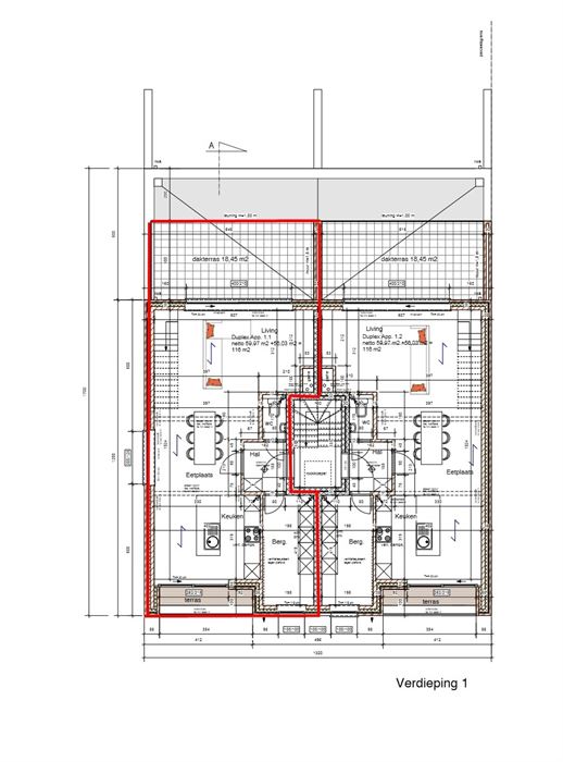 Duplex appartement met 3 slaapkamers