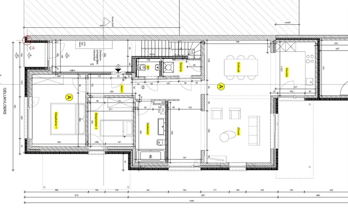 gelijkvloers appartement met 2 slaapkamers