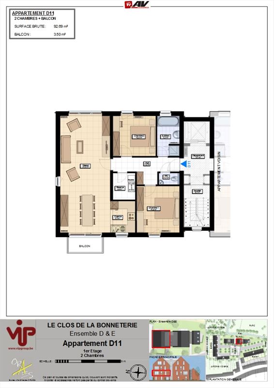 Superbe appartement au 1er étage avec ascenseur et balcon