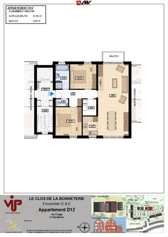 Superbe appartement au 1er étage avec ascenseur et balcon