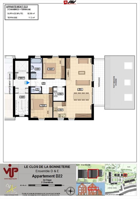 Superbe appartement au 2e étage avec ascenseur et terrasse.