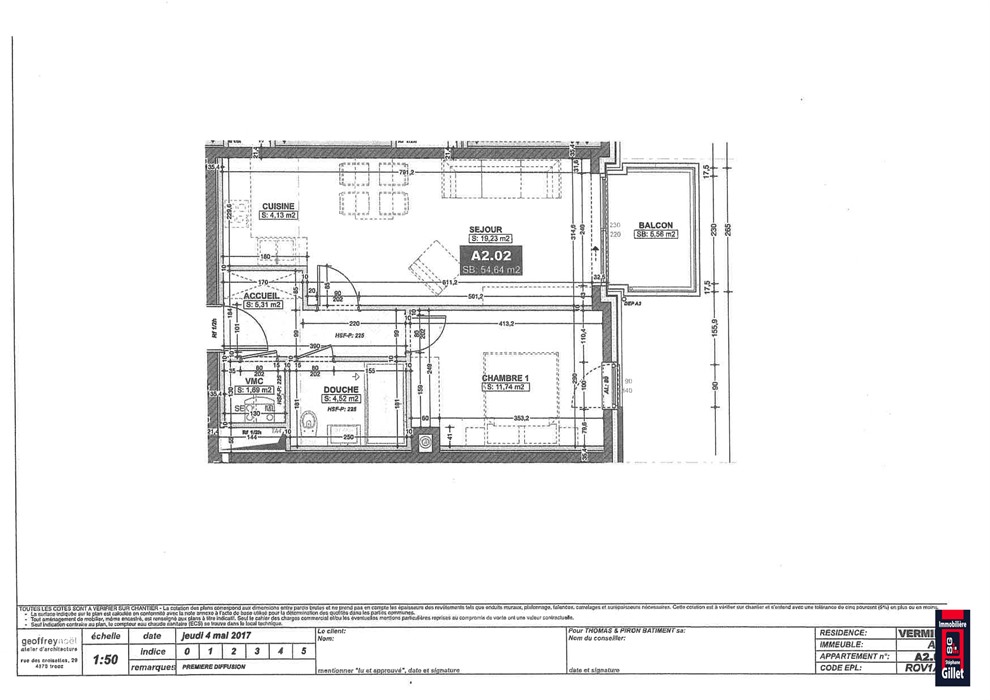 Appartement 1 chambre avec pkg et cave, proche des commerces