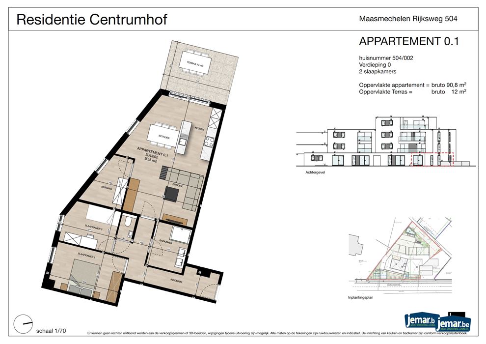 Gelijkvloers appartement met terras