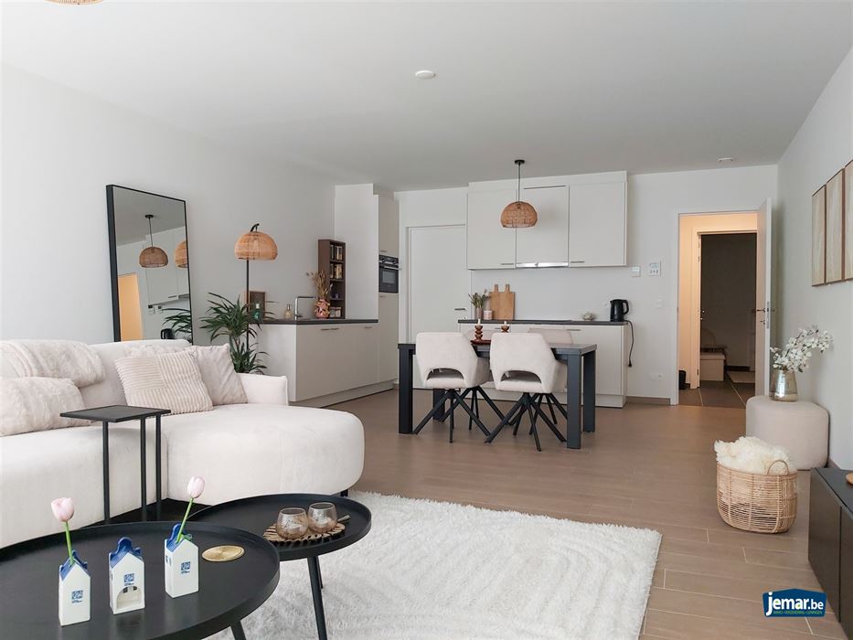 Instapklaar, gelijkvloers en energiezuinig appartement met terras en autostaanplaats in Opgrimbie!