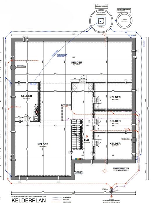 Open bebouwing met gegoten kelder