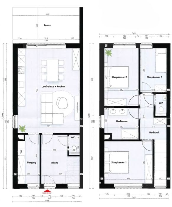 Nieuwbouwwoning met 3 slaapkamers en tuin
